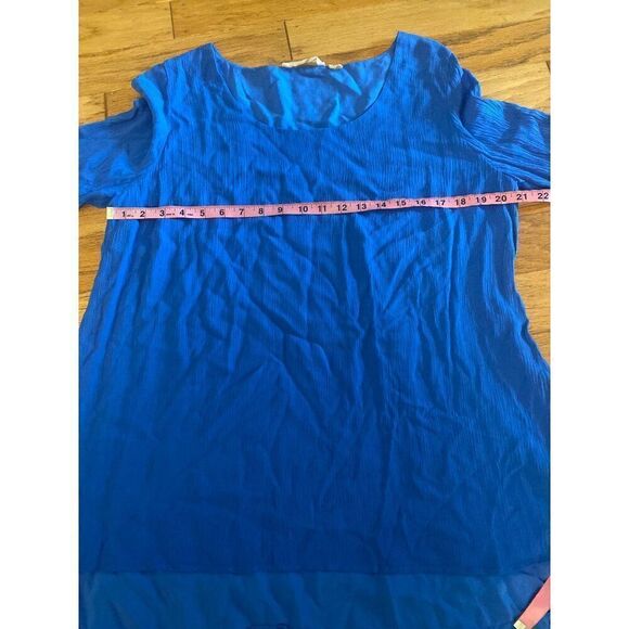 Soft Surroundings Women's Blue lined Long Sleeve Layered scoop neck Blouse sz XL - Picture 4 of 8